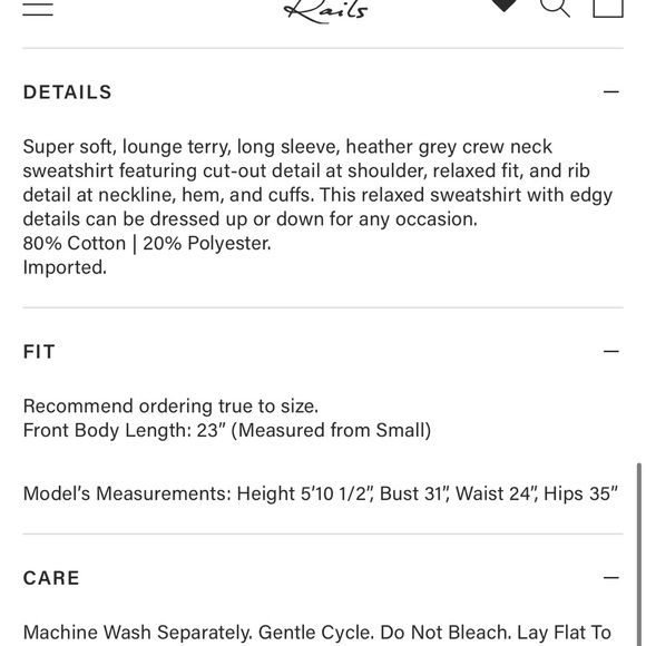 Rails NWT Quincy Sweatshirt | Small | Gray - Picture 7 of 14